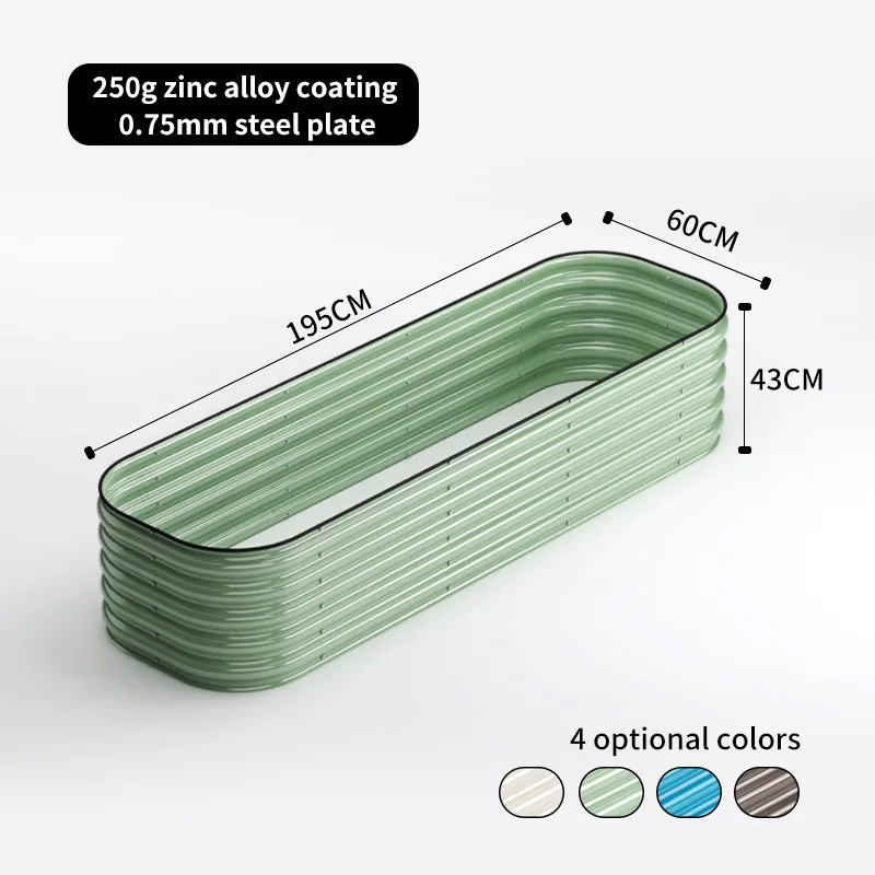 DIY Galvanized Raised Garden Bed Kit, Powder Coated Custom Color Metal Planter Box, Factory Direct Outdoor Growing Container