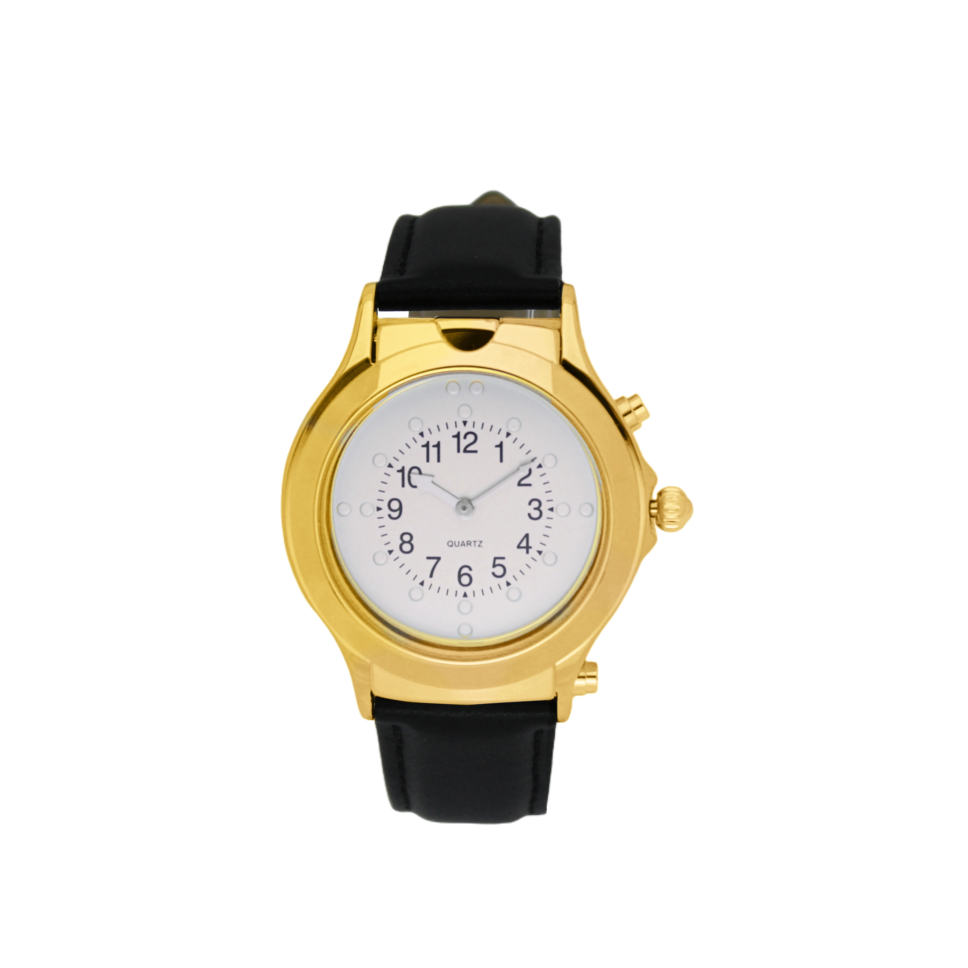 

QINGQIAN Russian touchable Talking Watch Suitable for The Elderly and Visually impaired,Gold Shell, Black Strap