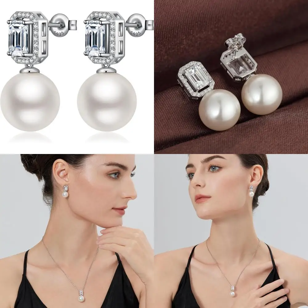 

Женские серьги с жемчугом из стерлингового серебра 925 пробы, ювелирные изделия с искусственным жемчугом 12 мм, идеально подходят для особых случаев