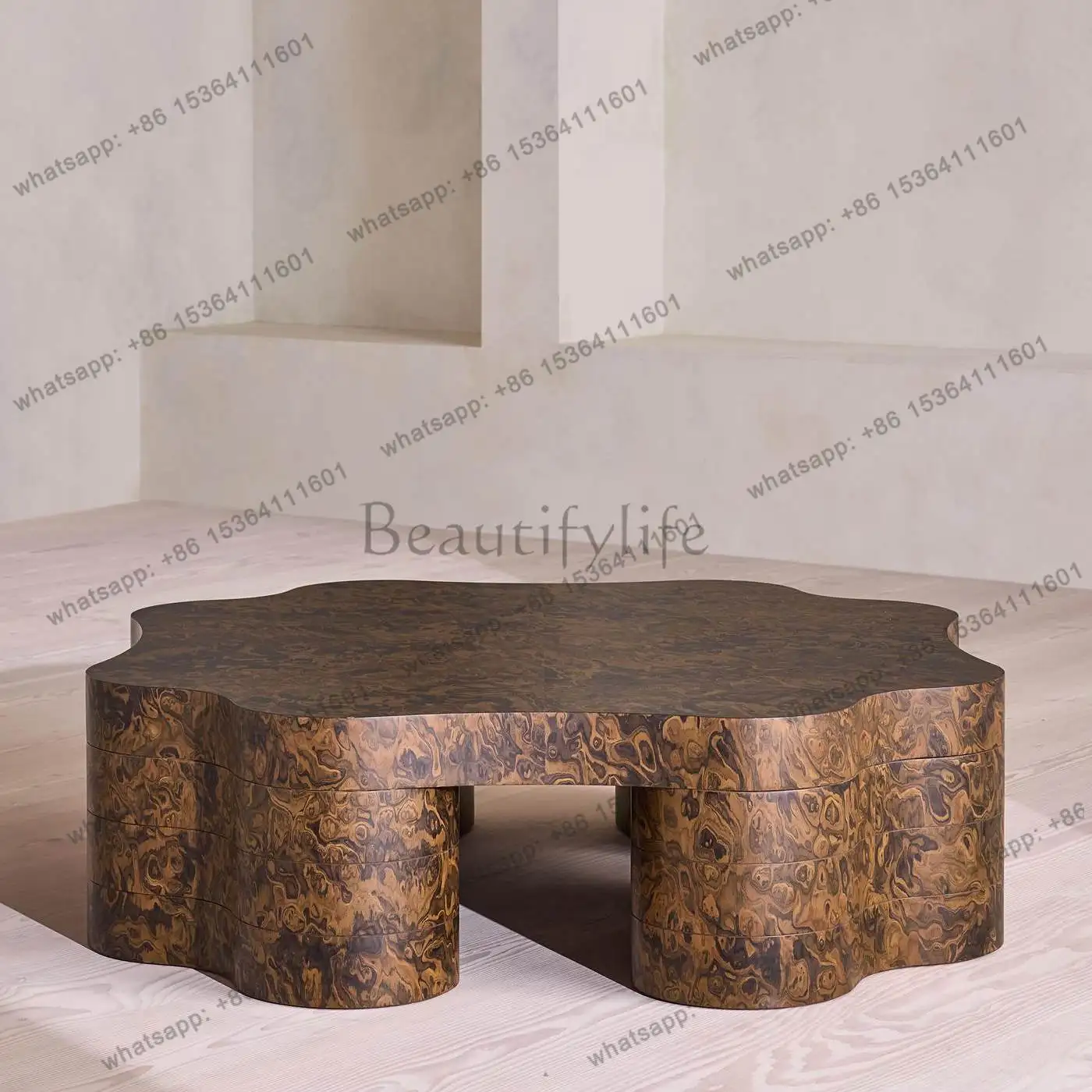 American retro tree tumor bark special-shaped coffee table villa model room tea table