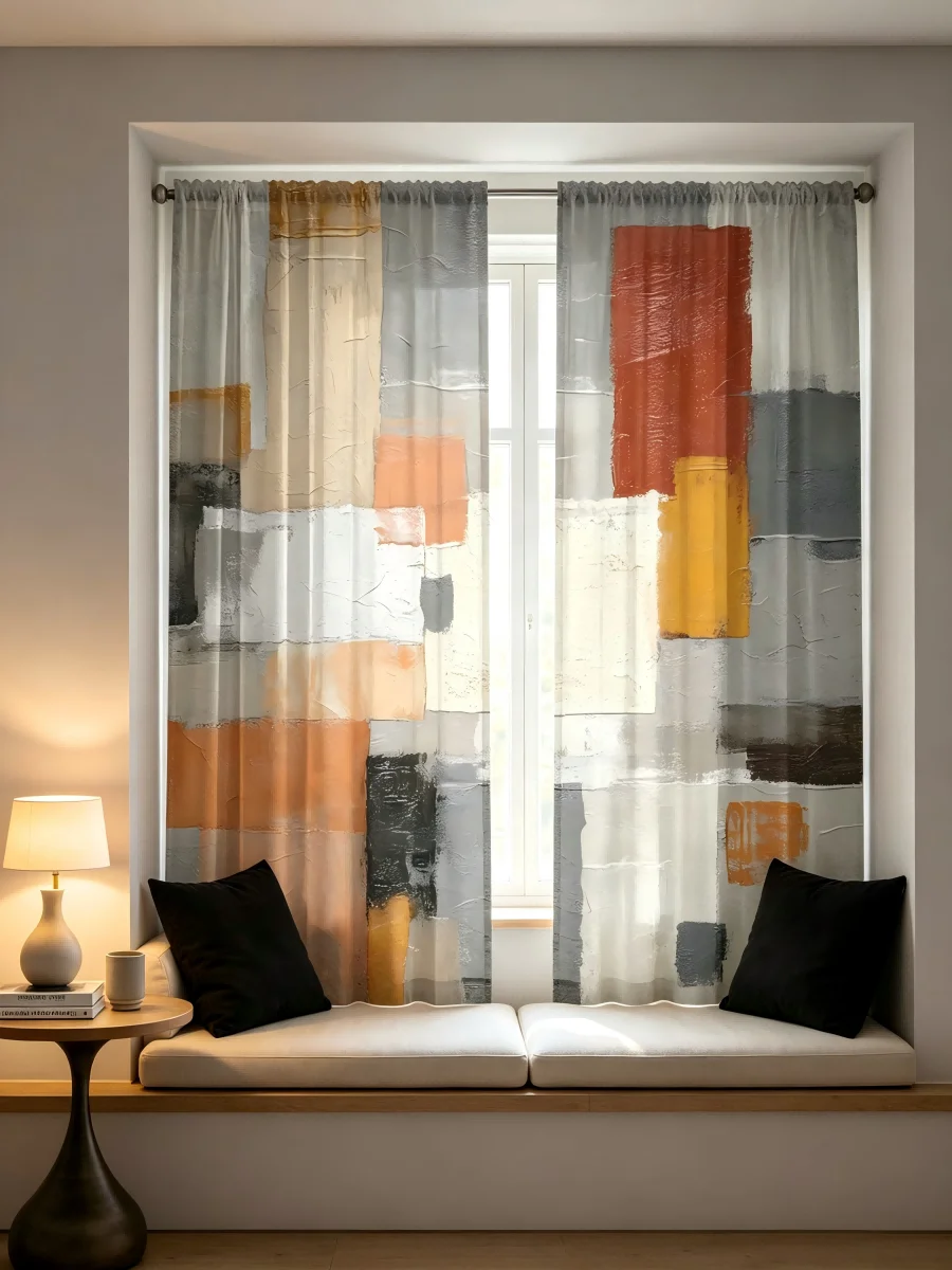 Curtain Sheer Voile - Lot de 2 rideaux transparents à