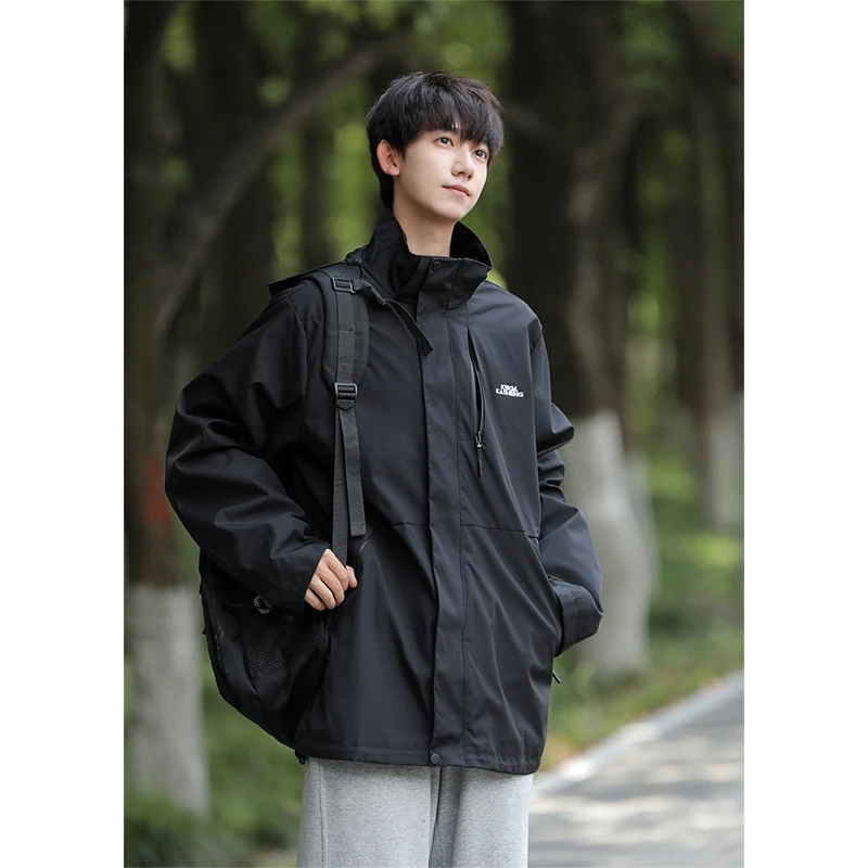 

Мужская уличная куртка 3-в-1 с флисовой подкладкой, ветрозащитная, с капюшоном, для весны и осени, для альпинизма, парная, модная, свободного кроя