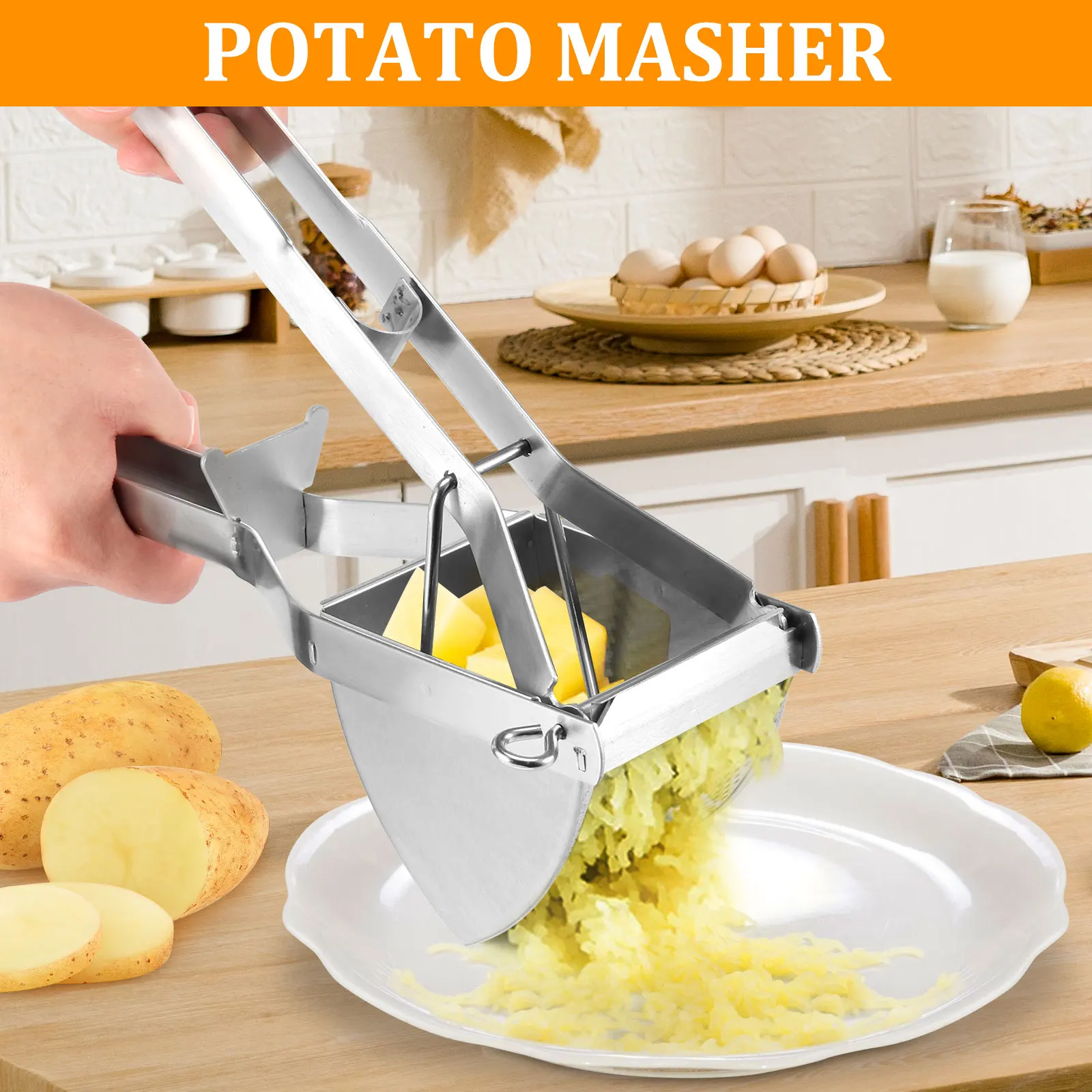 Potato Ricer With Cutter Rust Resistant Manual Vegetable Ricer Labor Saving Press Food Masher for Commercial and Home Use