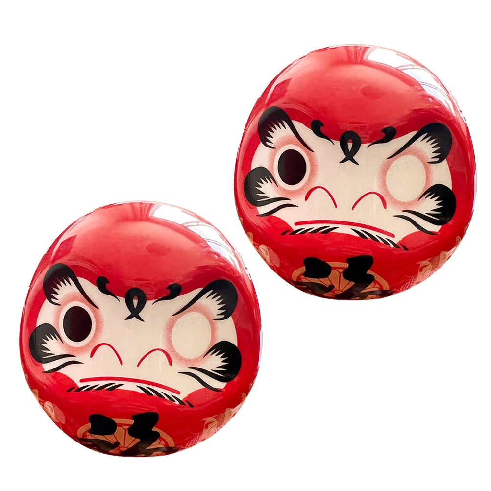 

2Pcs Ceramic Japanese Daruma Figurine Good Luck Miniature Sculpture For Home Entrance Decor Sushi Restaurant Ornament