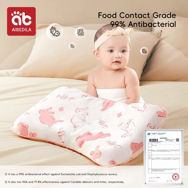 AIBEDILA Toddler Pillow baby silicone pillows Detachable Pillowcases and pillowcases 45*28cm Soft Kids Pillows 1-6Y Toddlers Cot