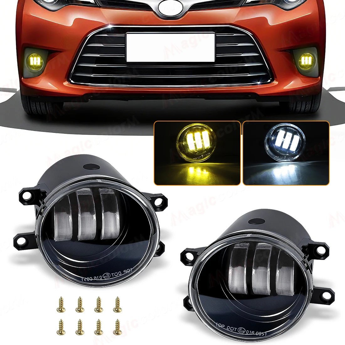 

1 Pair LED Fog Lamp For Toyota RAV4 Corolla Yaris CHR Camry Hilux 4Runner Highlander Lexus Yellow White Foglight DRL Headlight
