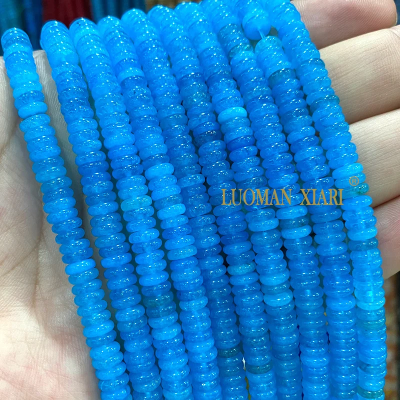 2x6MM Platte Ronde Natuursteen Kralen Labradoriet Agaat Jasper Turquoise Kristal voor Sieraden Maken Diy Armband Accessoires 15''