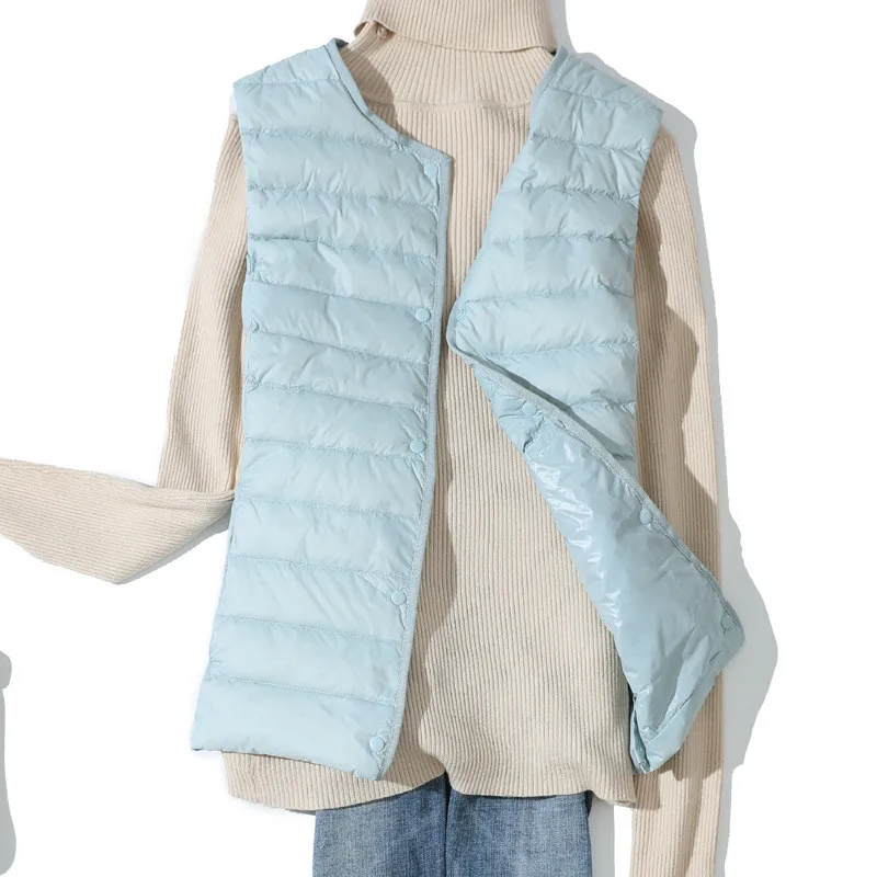 Ultra Light White Duck Down Vest Coat Parkas 2025 Autumn Winter Women Sleeveless Down Waistcoat Jacket Ladies Short Tank Tops