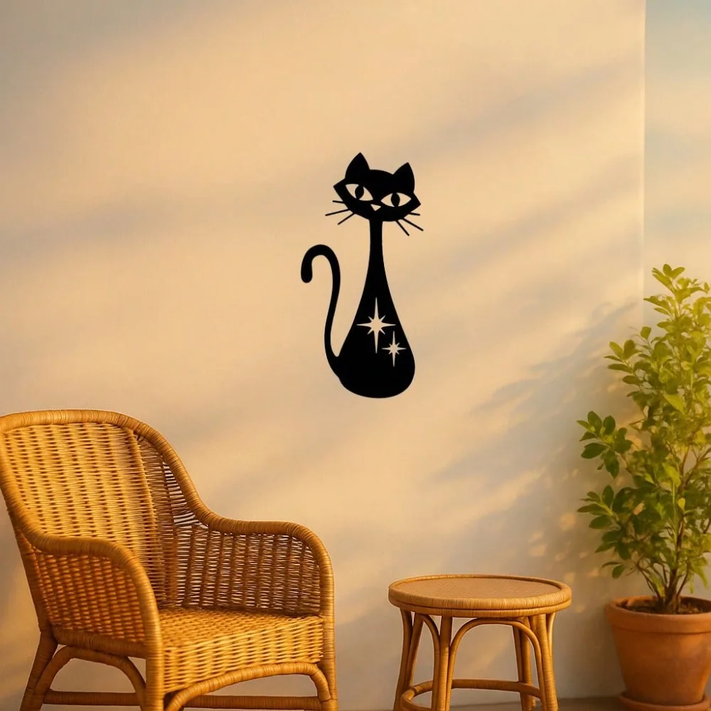 Vintage Starburst Atomic Cat Metall-Wanddekoration – Mid-Century Iron Art, langlebig für Zuhause, Büro, Café, Wohnzimmer, Schlafzimmer, Ideal St