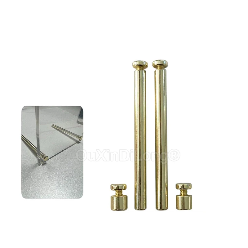 100PCS Table Top Signage Nails Brackets Holder Acrylic Photo Frame Standoff Plexiglass Photograph Support Nails Gold FG1509