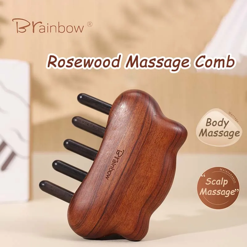 Brainbow Natural Wooden Scalp Massager Massage Comb Painless Hair Growth Stimulator Body Neck Brush Relaxation Head SPA Tools