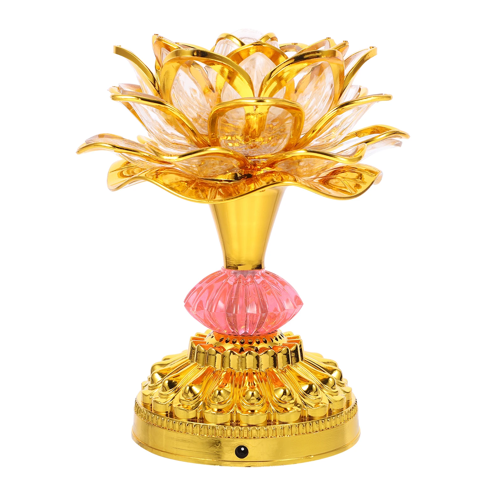 

LED Lotus 7 Colors Golden Tall Led Lotus Lamp Light USB Night Light for Home Worship Small Night Lamp
