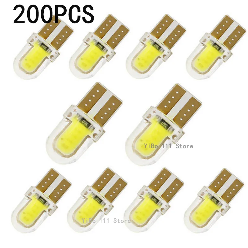 5/10/50/200 قطعة الأبيض لوحة ترخيص مُضاء لمبات كهربائية W5W T10 COB 4SMD السيارات وقوف السيارات التخليص مصباح Canbus السيليكا مشرق إسفين #1