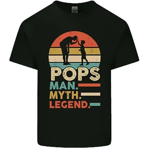 Pops Man Myth Legend Funny Fathers Day Mens Cotton T-Shirt Tee Top