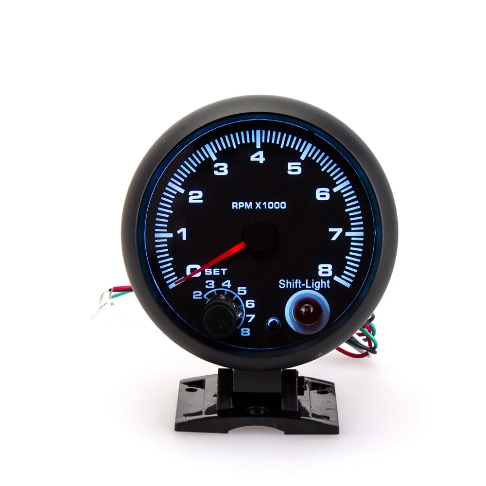 

Black surface car modified tachometer 12V car universal blue tachometer modified car instrument