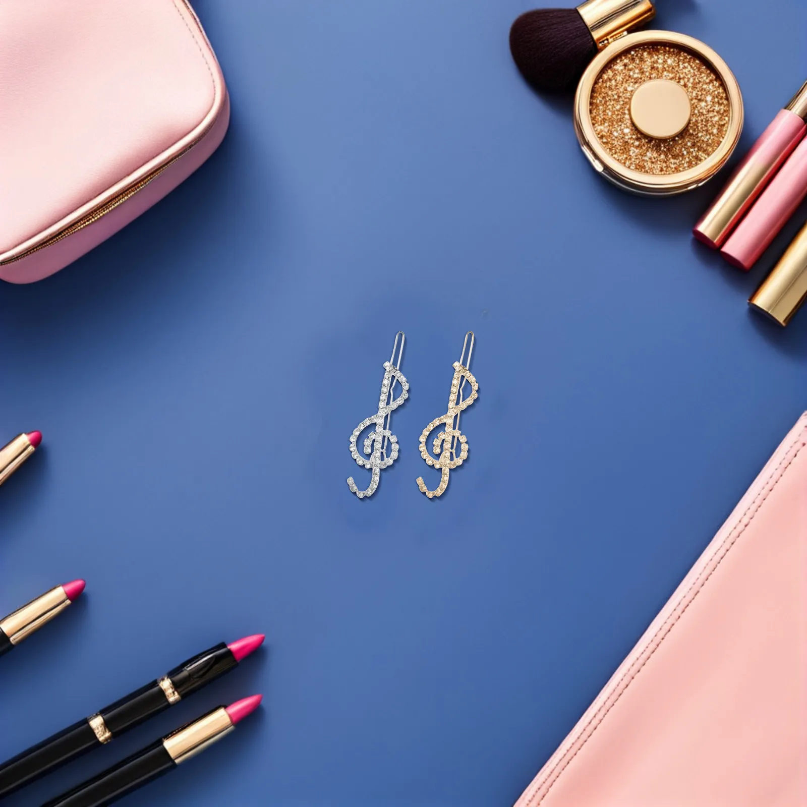 

2 шт. заколки для волос в виде музыкальных нот, сверкающие аксессуары для волос со стразами, элегантные заколки для женщин, для танцев, вечеринок, косплея