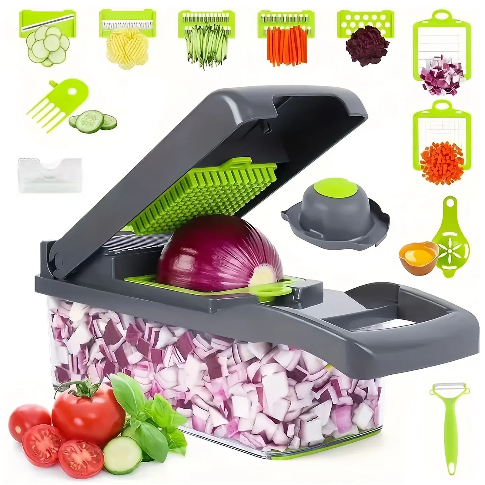 

14/16 Pieces Set Multifunctional Vegetable Chopper Fruit Slicer Manual Food Grater Cutter With Container Chopper Kitchen Stuff
