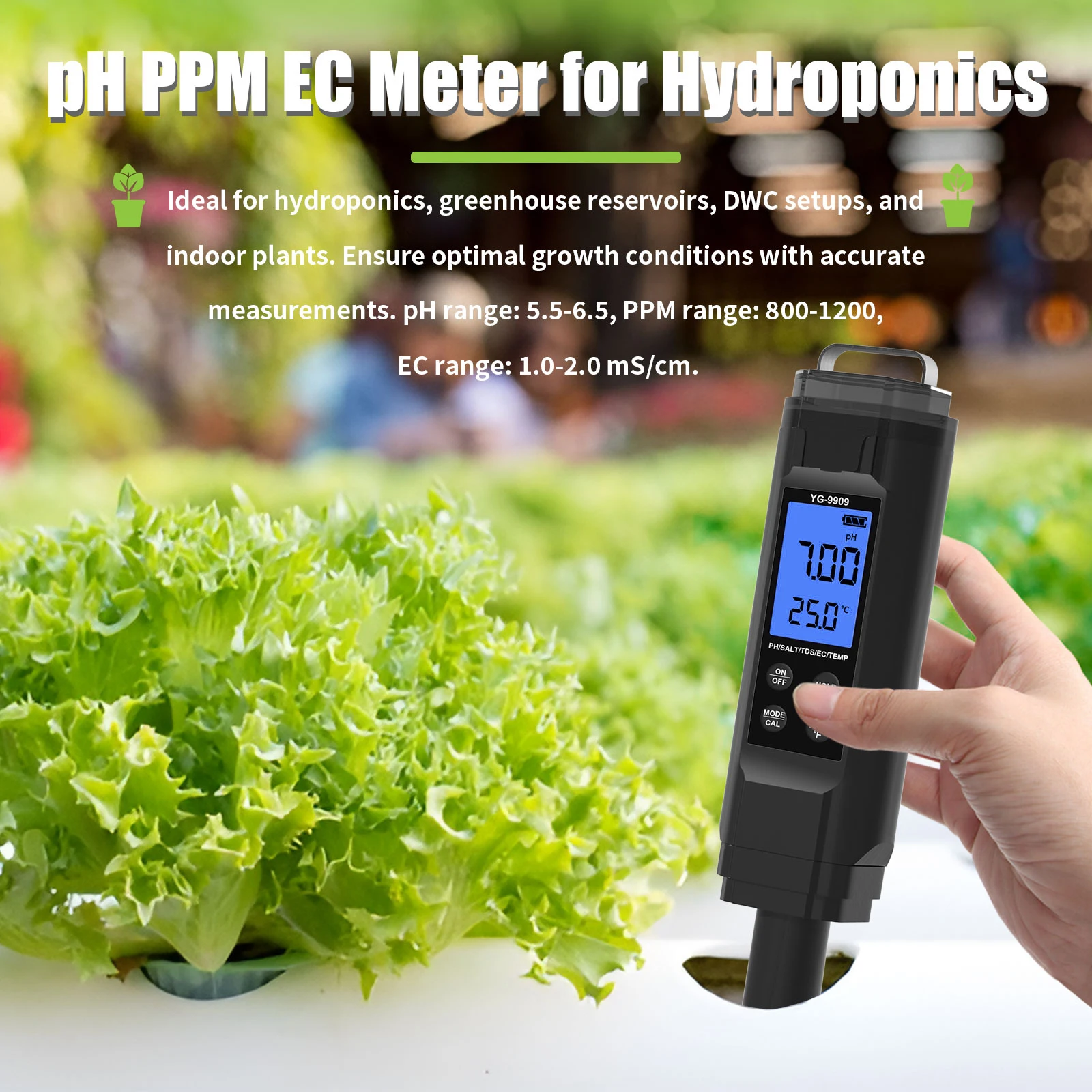 5 in 1 Salinity TDS EC ppm PH Meter 0.01 Resolution High Accuracy Salt Water Quality Tester for Aquariums Hydroponic Aquaculture