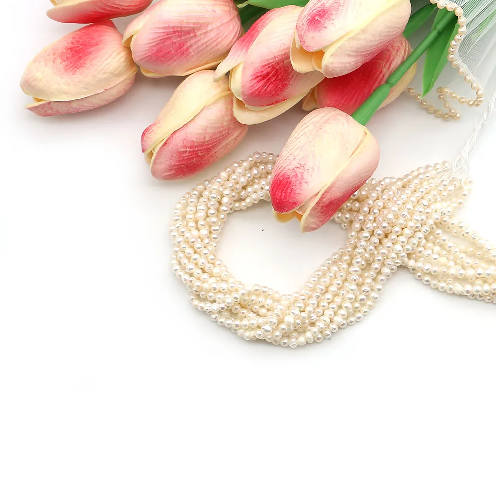 

Luxurious Exquisite Natural Freshwater Threaded Punch Baroque Round Beads Straight-Hole Pearl Strands DIY Jewelry Accessories