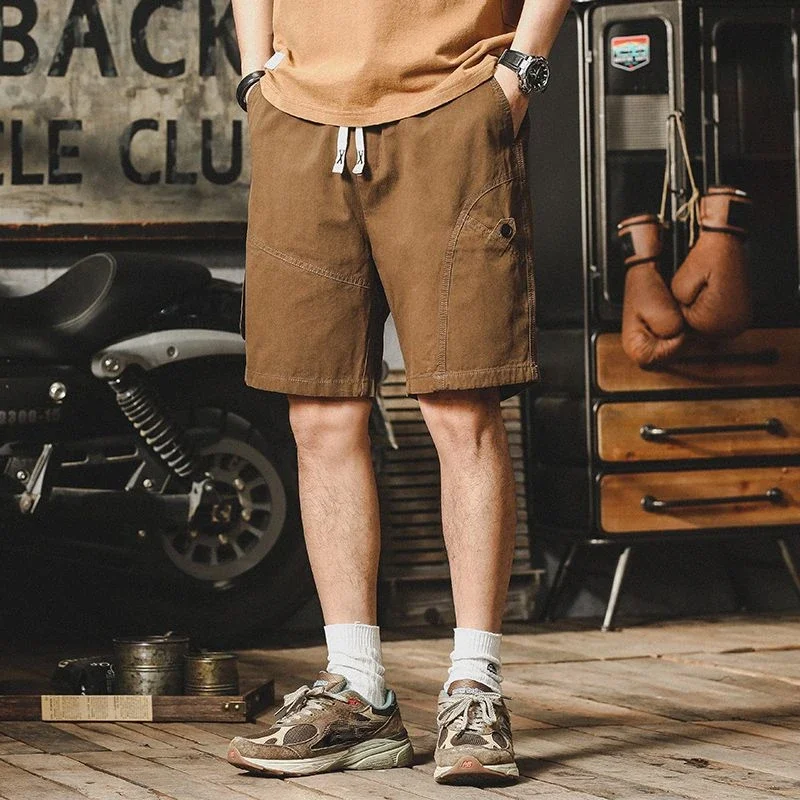 Men's Cargo Shorts with Pockets Half Bermuda Button Male Short Pants Long Cotton Beautiful Clothes Streetwear Big and Tall Jorts