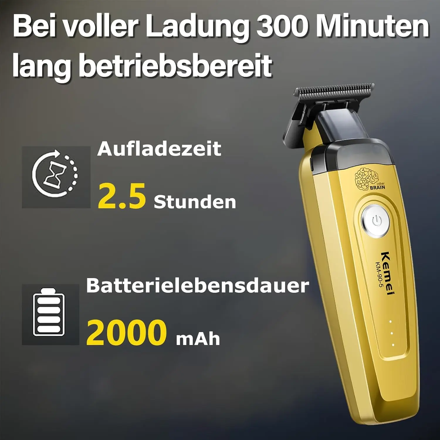 KEMEI Men's Hair Trimmer, Cordless Professional Hair Clippers, Beard Trimmer, Barber Care Kit, Hair Cutting Machine, 11,501 RPM, view 5