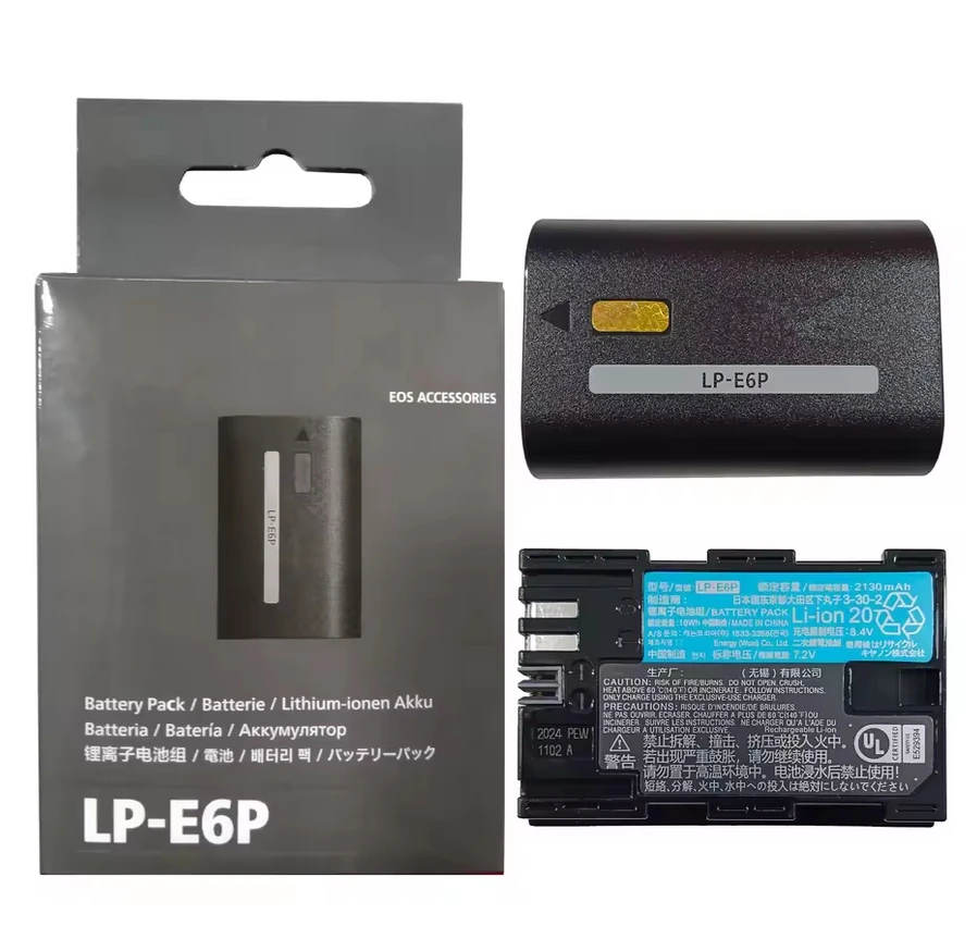 

LP-E6P LPE6P 2130mAh Battery for Canon EOS R5 Mark II,R5,R6,R7,R,EOS 5DS R,6D,7D,80D,90D,5D Mark II Mark III