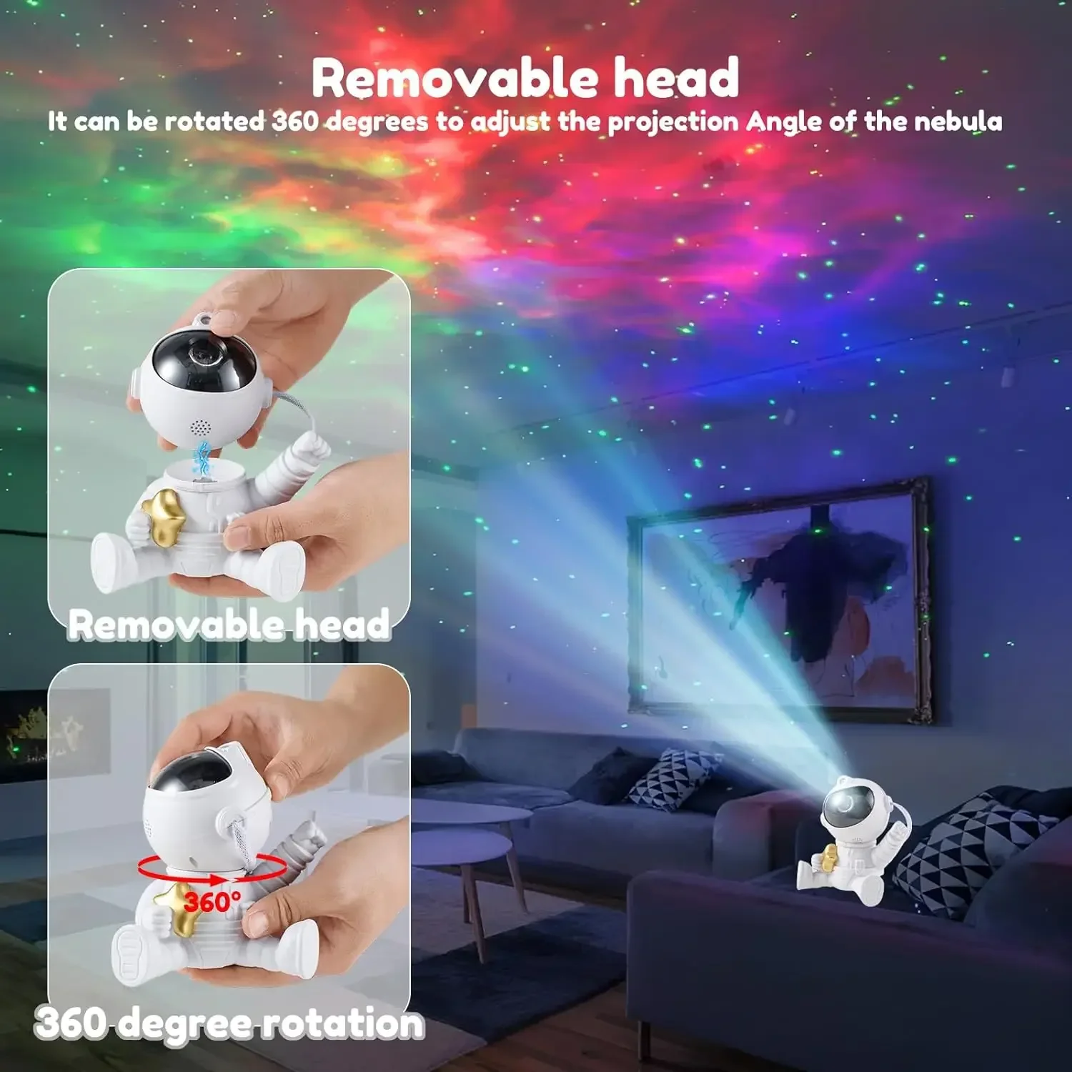 Imagem -04 - Xiaomi-astronaut Projector Night Lamp Led Galaxy Stars Sky Space Projector Rgb Ambient Light para Decoração de Quarto Presente Infantil