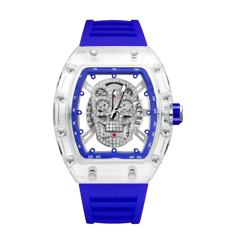 Uthai l122メンズホロークリアゴーストヘッドウォッチ、ハイビューティー、トレンディなスポーツ、防水、ワインバケット、男性、新しい