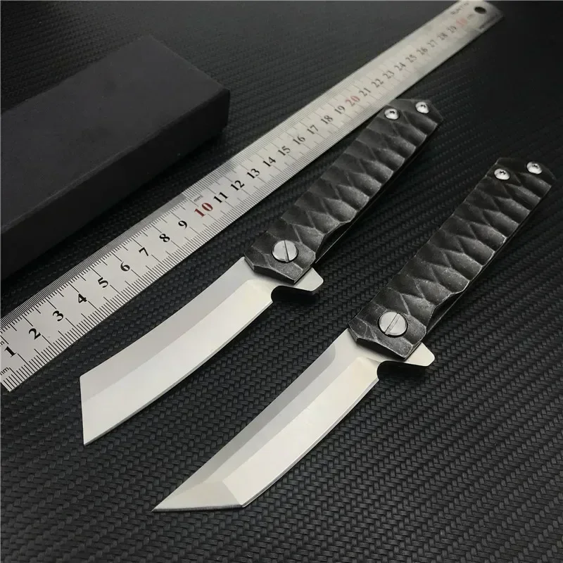 Tanto Knife Folding Tactical Razor Marked D2 Steel Blade Bearing Hunting Survival Pocket Knives Outdoor Combat Camping EDC Tool