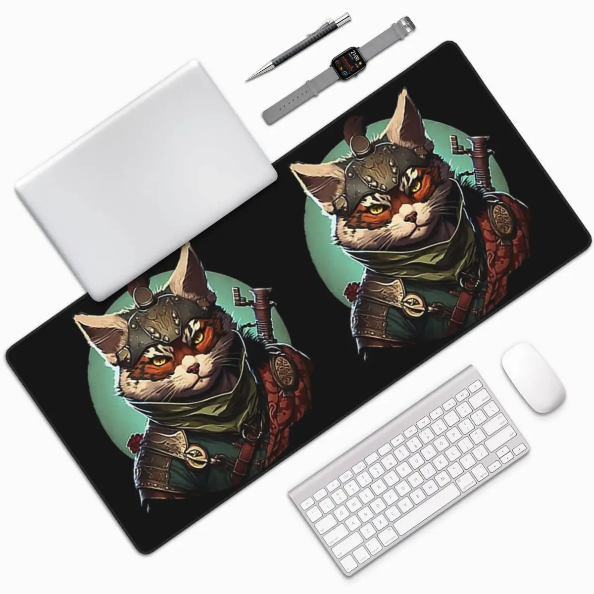 Cats Anime Samurai Sword 1 Large Mouse Pad Computer Keyboard Mouse Mat Gamer PC Laptop Desk Mat Office Accessories Table Mats