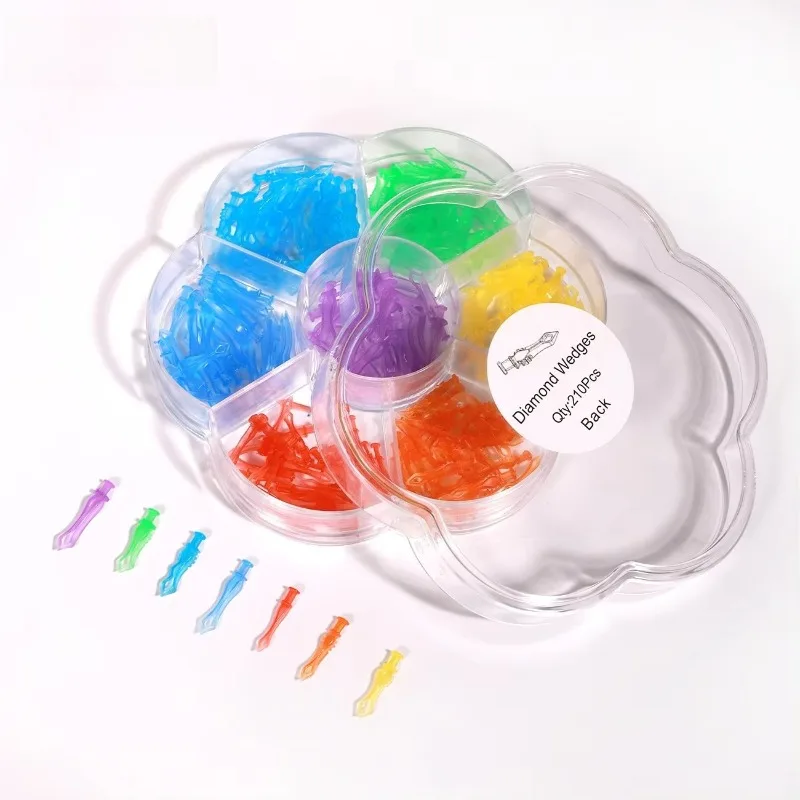 210pcs Disposable Lab Diamond Wedges Plastic Interdental Cleaner Machinery Orthodontic Use Composite Restoration Tool
