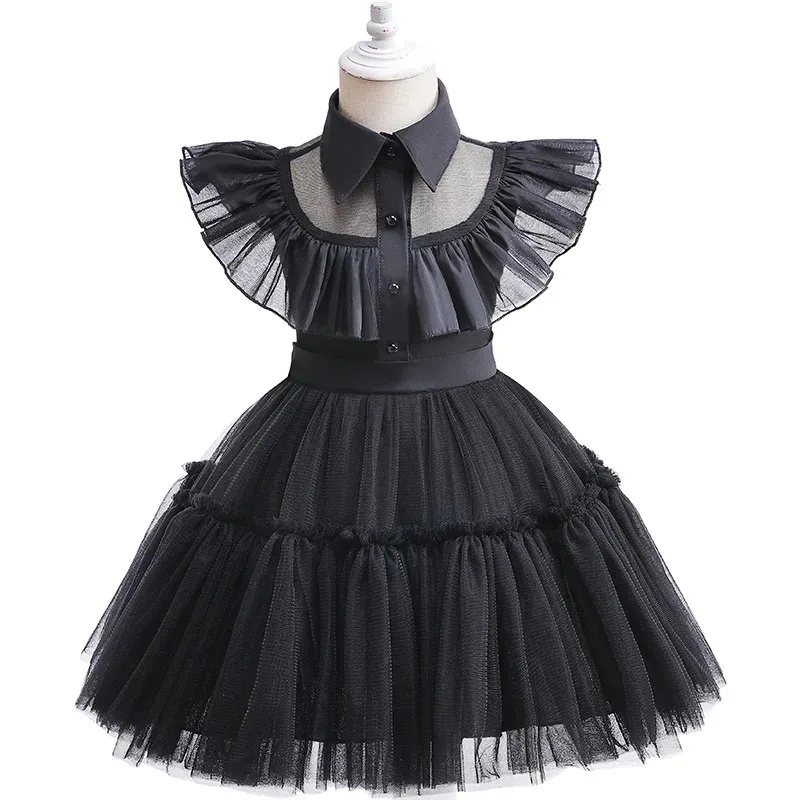 

Black Wednesday Addams Dress Halloween Cosplay Wednesday Addams Family Costume for 0-7T Kids and Girls