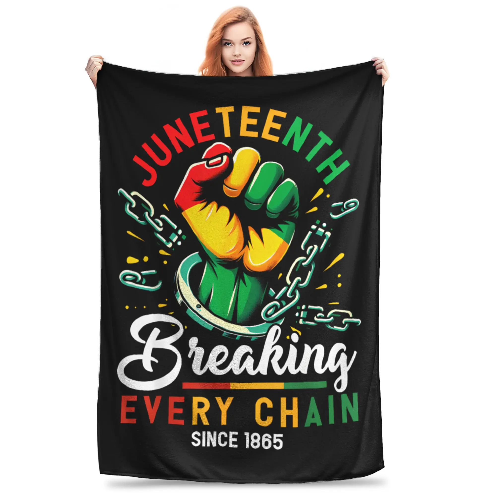 

Juneteenth Blankets African American 1865 Plush Novelty Breathable Throw Blanket for Chair Covering Sofa Decoration