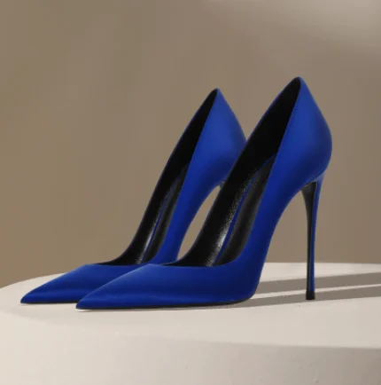 Multi Colored Satin High Heels for Women Slim Heels, Sexy, Light Mouthed Red, Paired with Formal Dress Temperament, Single Shoes