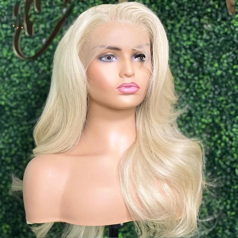 613 Blonde Body Wave 180%Density  Hairline Glueless Lace Front Wig For Black Women Baby hair 26Inch Long Soft Preplucked