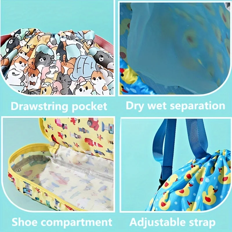 Summer Sport Swimming Bags Kids Storage Backpack Waterproof Dry Wet Separation Pouch New Beach Swim Bag Folding Toilet Handbag