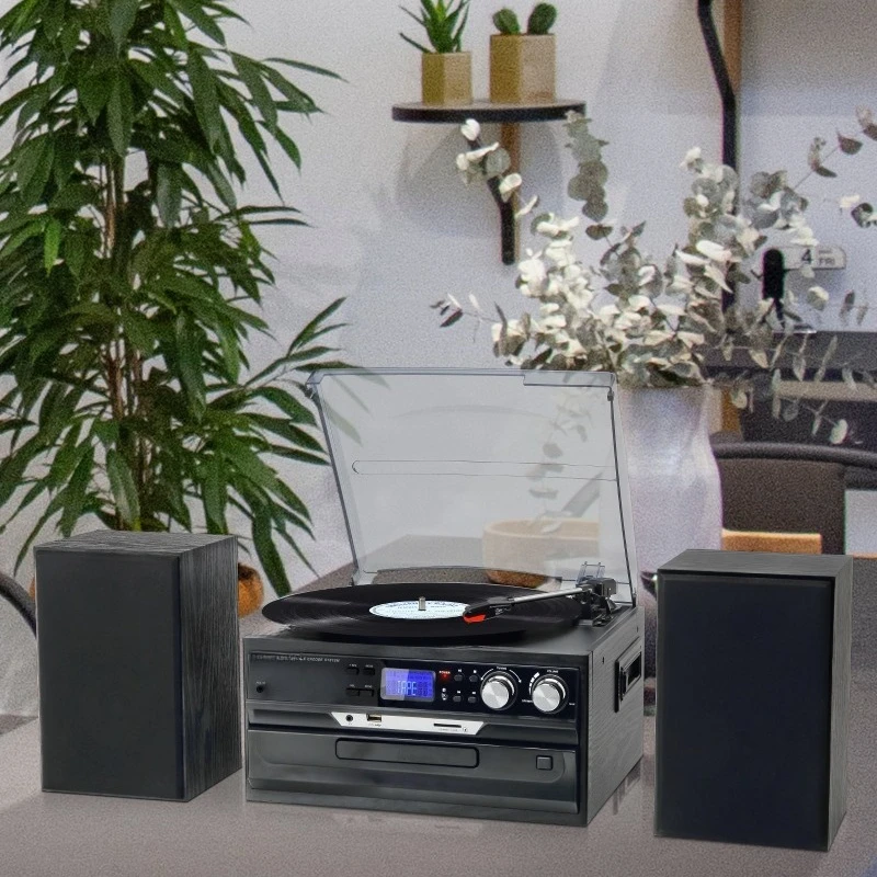 Vintage multi-function vinyl record player, vintage record player decoration