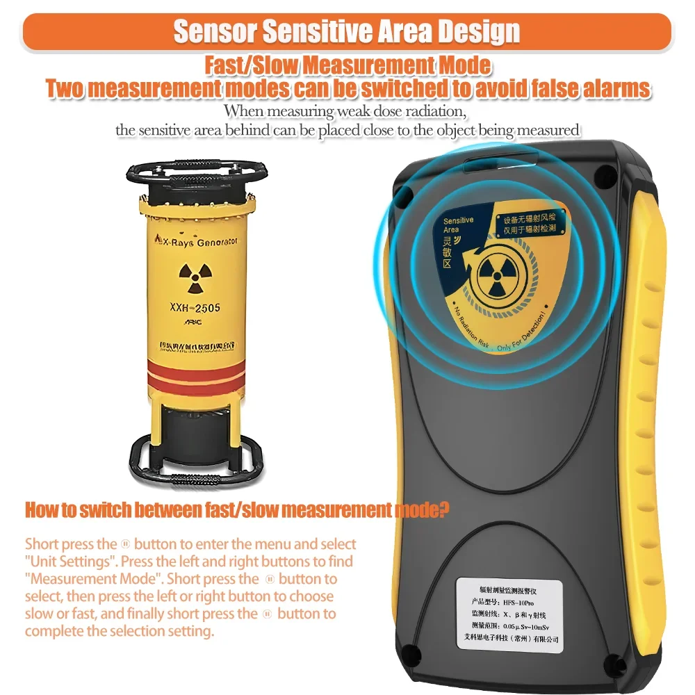 AIKESI HFS-10Pro Detector de radiação nuclear portátil Testador de raios de dose pessoal Contador Geiger Beta Gamma X Detector de raios