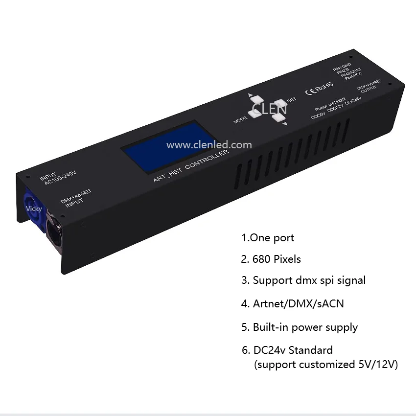 

1 x 680 Pixels 24V Artnet sACN DMX controller For Led Pixel Bar Tube RGB RGBW Led Stage Lights Strip