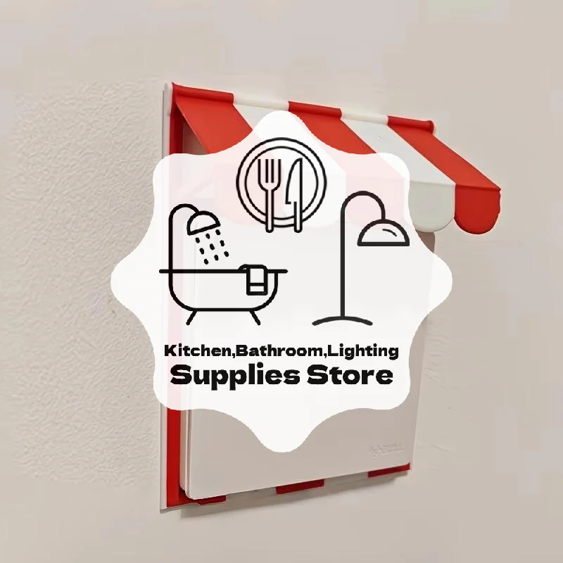 3D Printed Switch Panel Cover Cute Awning Shape Socket Protective Frame Decor Wall Sticker For Home Bedroom Wall Decoration