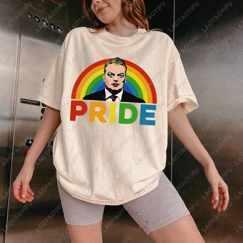 فيكتور أوربان LGBTQ مثليه فخر قميص الزي ل بودابست برايد قوس قزح تي شيرت خمر للجنسين موضة تيز القطن لينة القمم