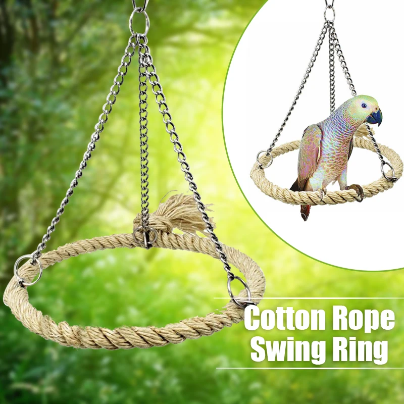 Bird Rope Ring Swing Toys Budgie Cockatiel Hanging Cage Hammock Perch Parrot Toy