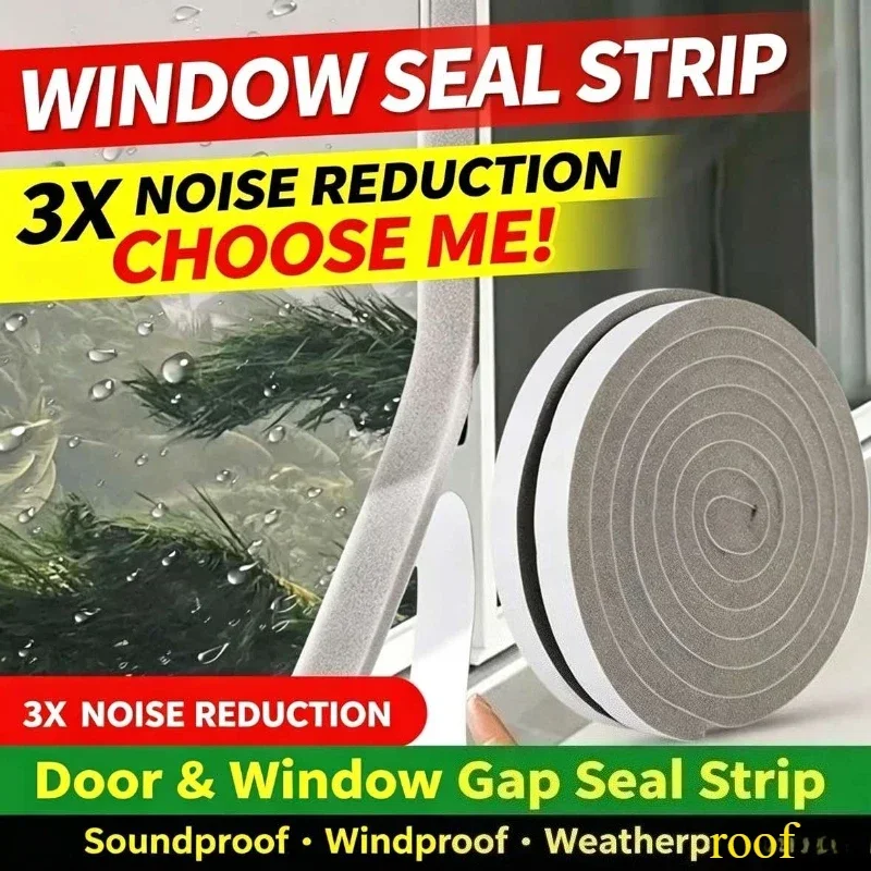 2m PU Sponge Foam Seal Strip Tapes Adhesive Anti Collision Soundproof Weather Stripping for Doors Windows Furniture Protection