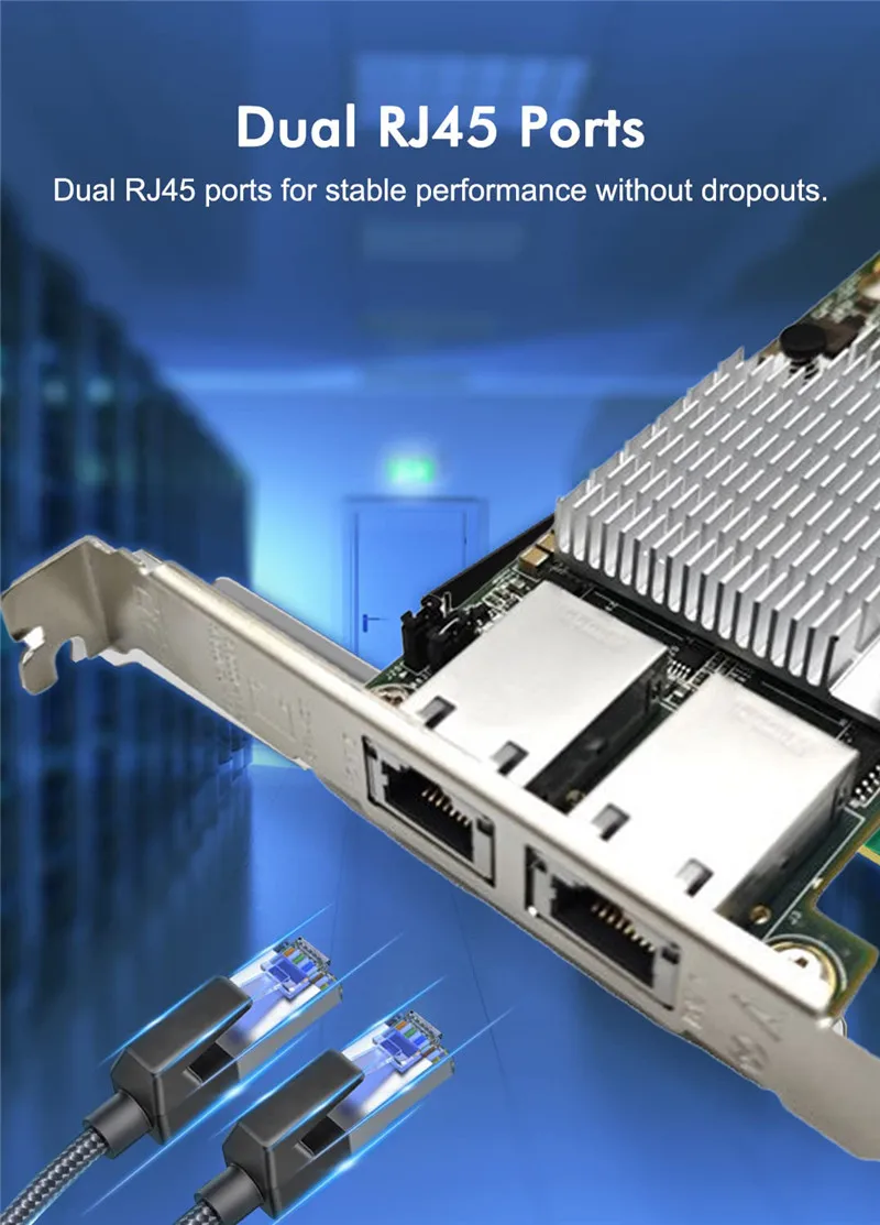 Сетевая карта 10 Гбит/с PCIE к RJ45 X540 Gigabit Ethernet PCI Express с двумя портами LAN-адаптер 10000 Мбит/с для настольного ПК Win10/11