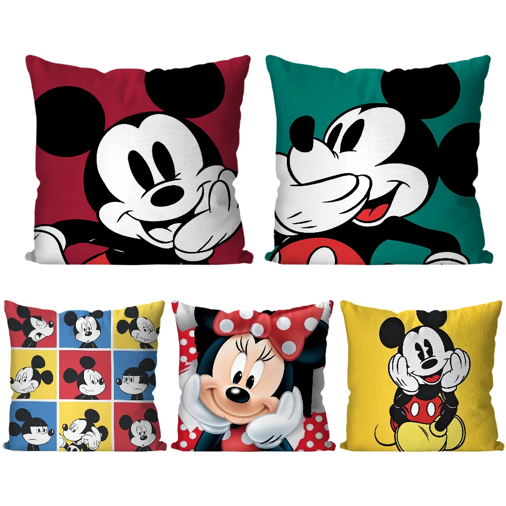 D-Disney M-Mickey Mouse  Pillow Case  Cartoon Sofa Decorative Home Double-sided Printing Short Plush Cute Cushion Cover