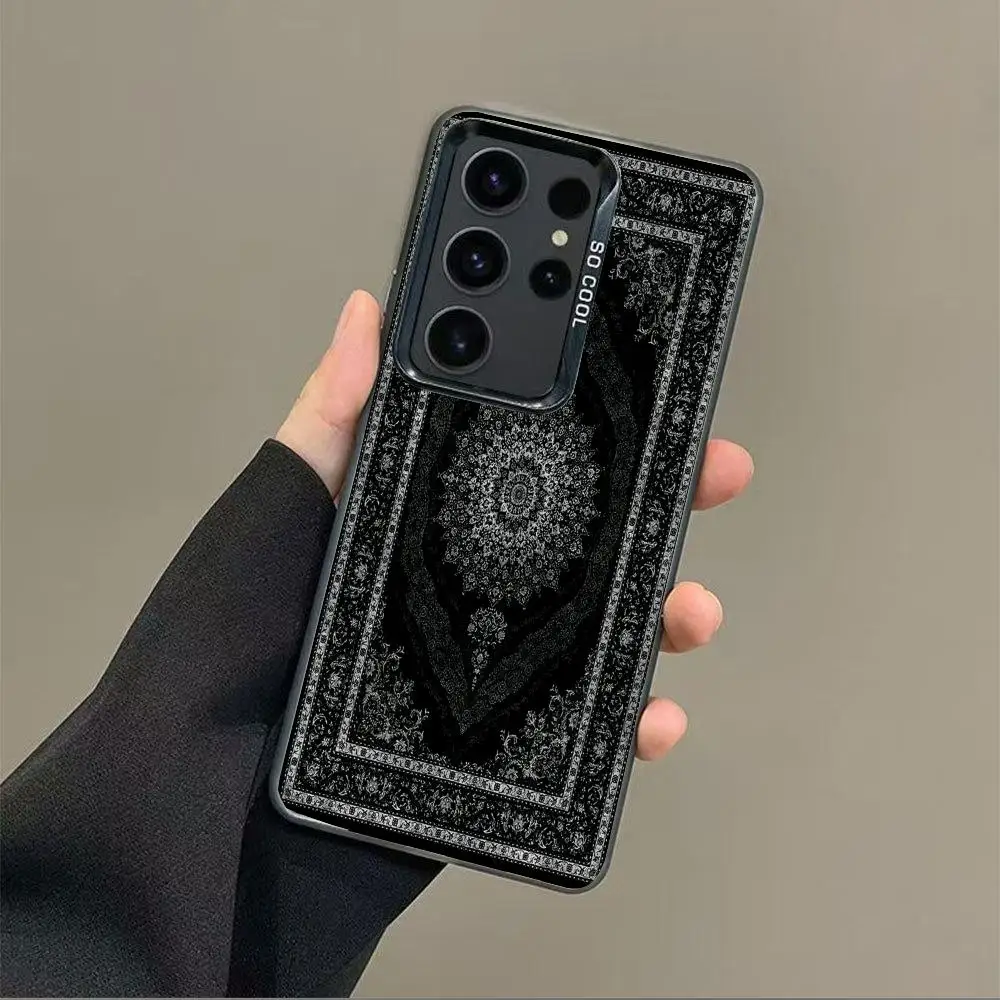 

Black Persian style Phone Case case for Galaxy S25 S24 S23 S22 S21 S20 Ultra/ FE/Plus shock-proof rear cover anti-fingerprint