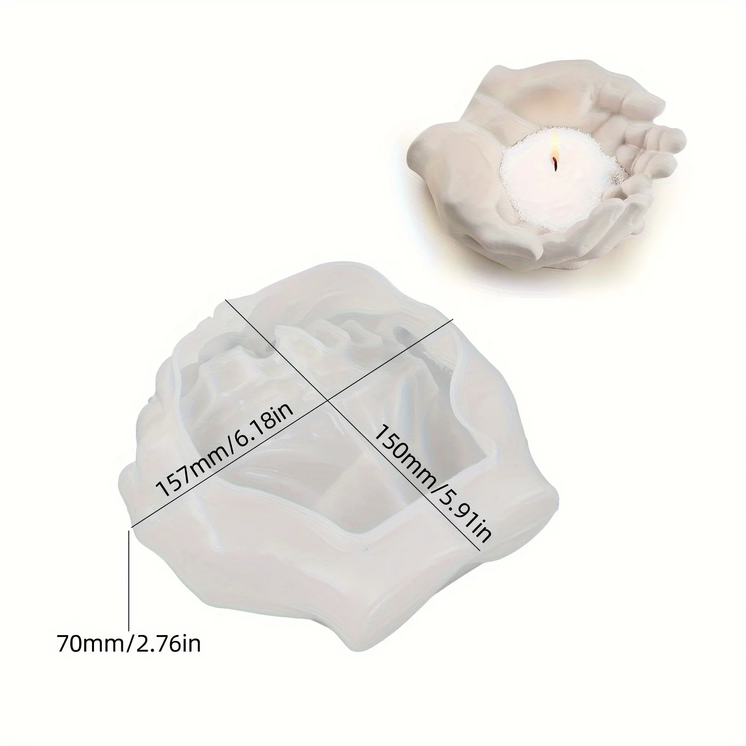 Concrete Hand Candle Cup Silicone Mold DIY Gypsum Cement Hand Storage Silicone Resin Mold