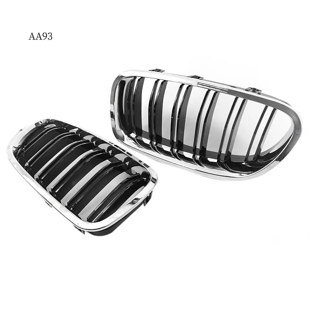 

AA-Car Chrome+Glossy Black Dual Slats Front Kidney Grille Grill For-BMW F10/ F11 M5 535I 550I 528I 4-Door 2010-2017