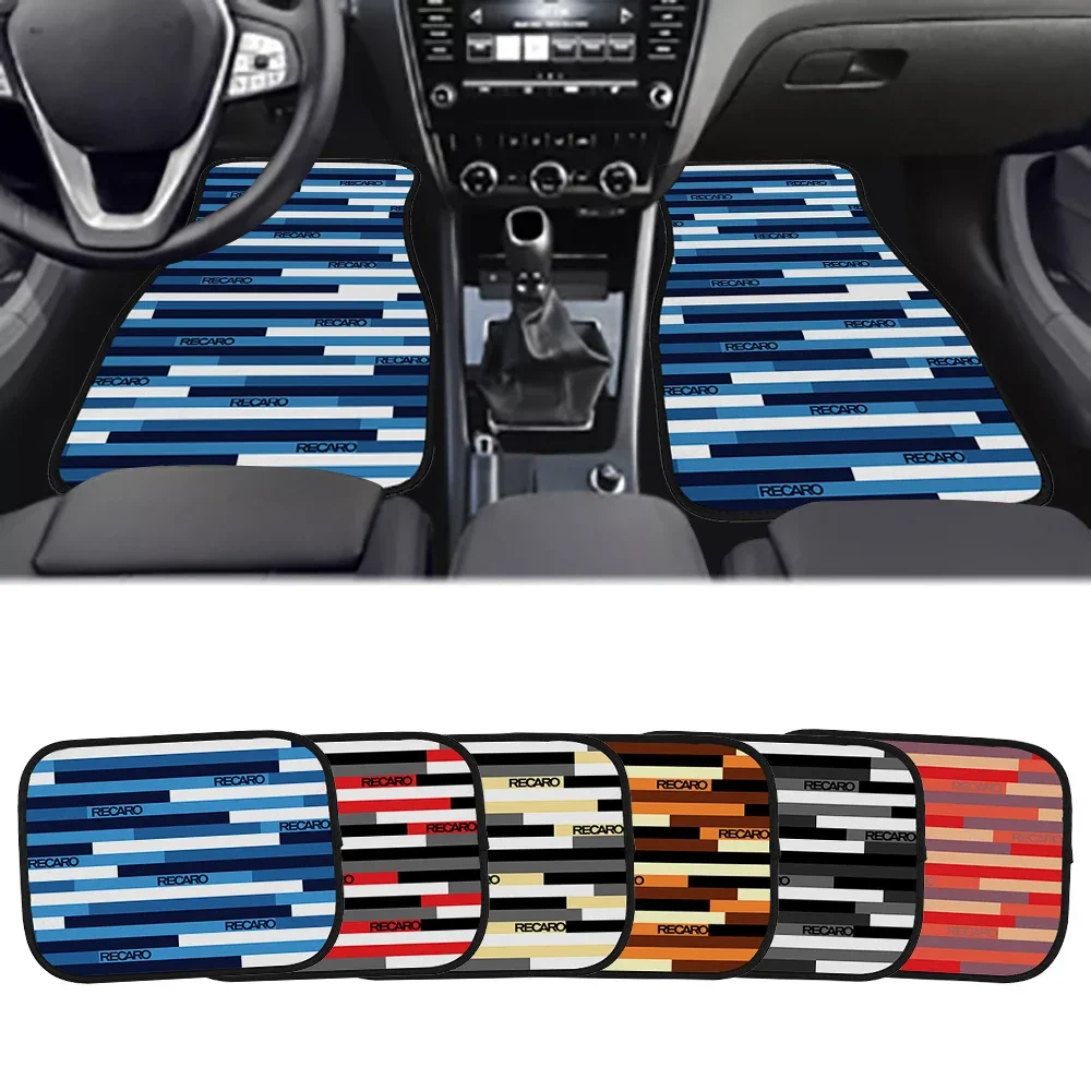 JDM Universal Racing Auto Accessories Stripe Pattern RECARO Floor Mats Auto Protects Vehicles Carpet Non Slip For Car Styling