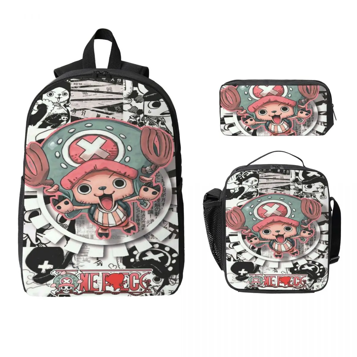 

3Pcs Luffys O-one-pieces Backpack Set for Boy Girl Pencil Boxes Bookbag Sets with Lunch Box For Primary School Students Knapsack